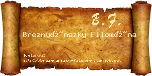 Breznyánszky Filoména névjegykártya